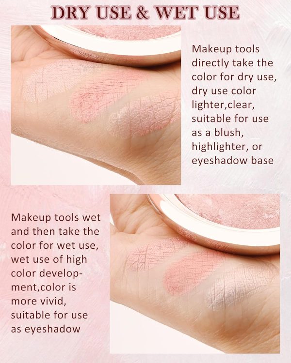Baked Blush-Brighten Lighting Glow Marbleized Blush Powder Palette, Cruelty-Free Powder Blush, Eyeshadow & Highlight for a Lightweight Shimmery Satin Face Makeup, Gift for Women (0.49Ounce)-01#Peachy - Image 6