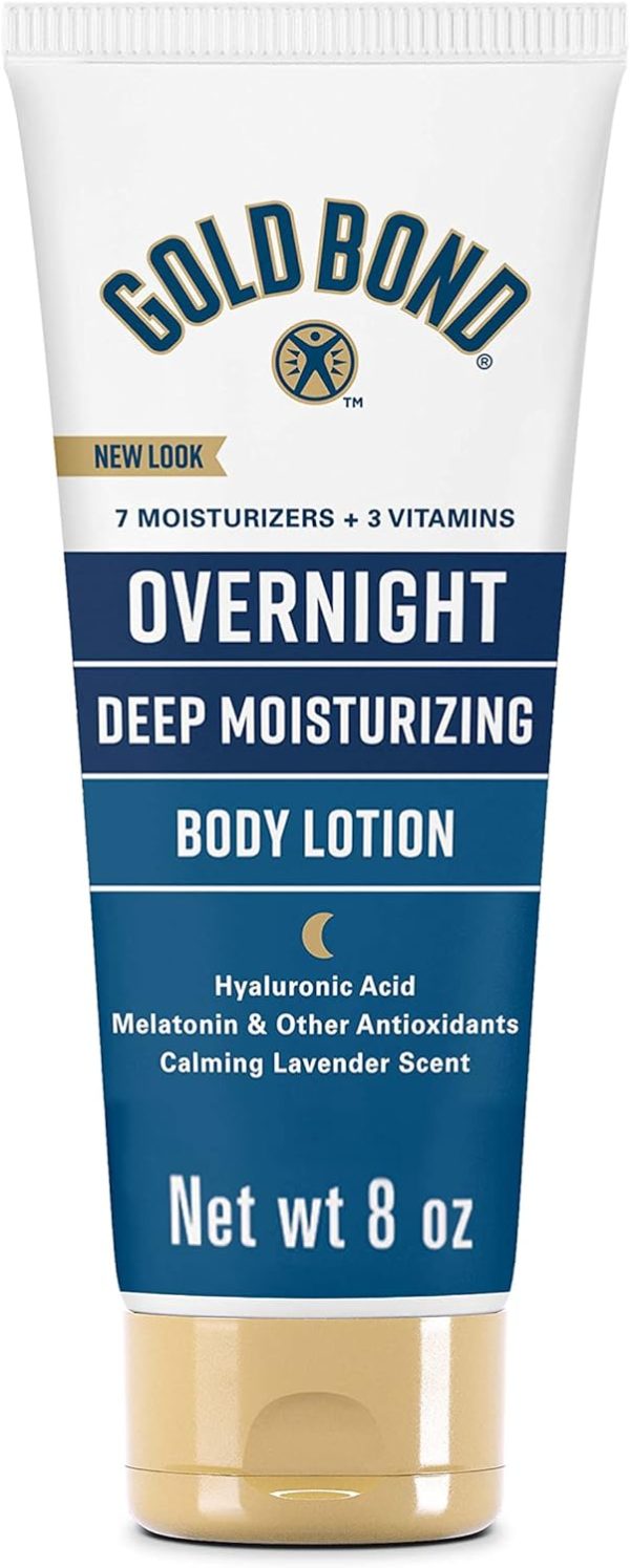 Gold Bond Overnight Deep Moisturizing Lotion, 8 oz., Skin Therapy Lotion With Calming Lavender Scent