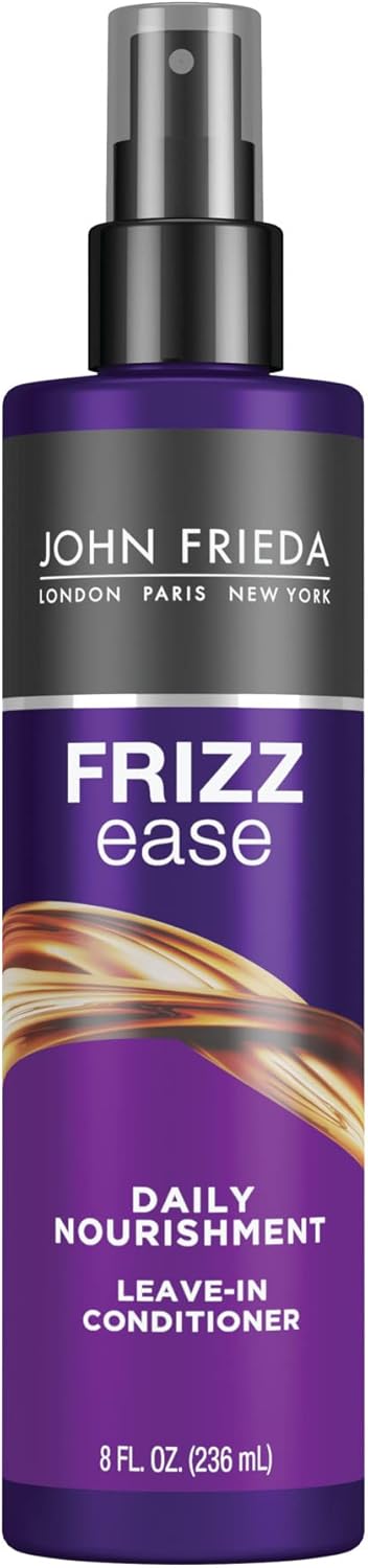 John Frieda Anti Frizz, Frizz Ease Daily Nourishment Leave-In Conditioner, Anti Frizz Conditioner and Heat Protectant for Frizz-prone Hair, 8 oz, with Vitamin A, C, and E