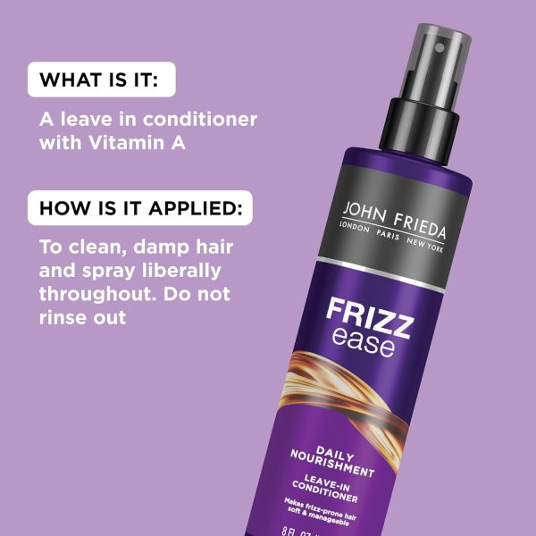 John Frieda Anti Frizz, Frizz Ease Daily Nourishment Leave-In Conditioner, Anti Frizz Conditioner and Heat Protectant for Frizz-prone Hair, 8 oz, with Vitamin A, C, and E - Image 4