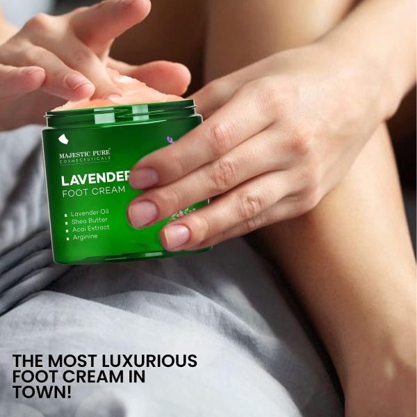 MAJESTIC PURE Lavender Oil Foot Cream, Warming Cream - Calluses, Dry Cracked Feet, Hands, Heels, Elbow, Nails, and Knees - Softens & Moisturizes Skin - 8 oz - Image 4