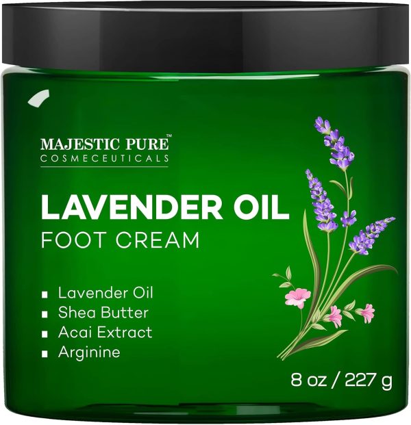 MAJESTIC PURE Lavender Oil Foot Cream, Warming Cream - Calluses, Dry Cracked Feet, Hands, Heels, Elbow, Nails, and Knees - Softens & Moisturizes Skin - 8 oz - Image 7