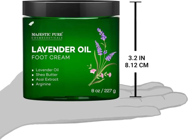 MAJESTIC PURE Lavender Oil Foot Cream, Warming Cream - Calluses, Dry Cracked Feet, Hands, Heels, Elbow, Nails, and Knees - Softens & Moisturizes Skin - 8 oz - Image 9
