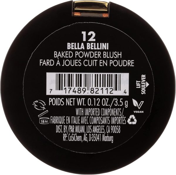 Milani Baked Blush - Bella Bellini (0.12 Ounce) Vegan, Cruelty-Free Powder Blush - Shape, Contour & Highlight Face for a Shimmery or Matte Finish - Image 3