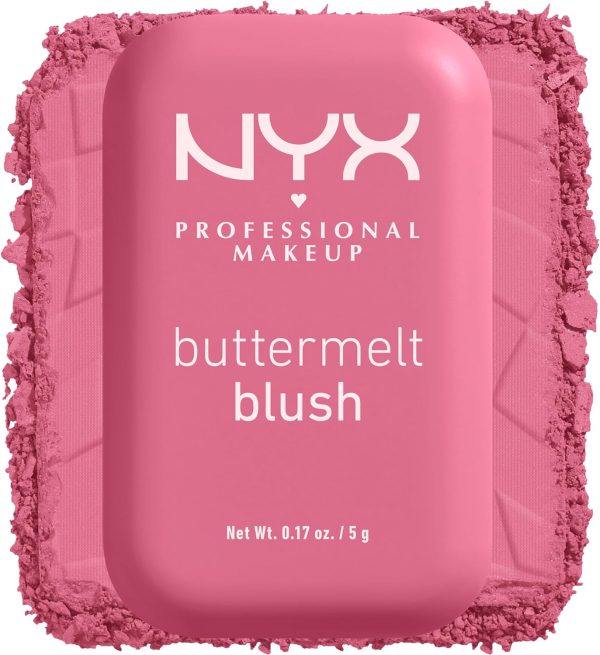 NYX PROFESSIONAL MAKEUP Buttermelt Powder Blush, Fade and Transfer-Resistant Blush, Up to 12HR Make Up Wear, Vegan Formula - For The Butta