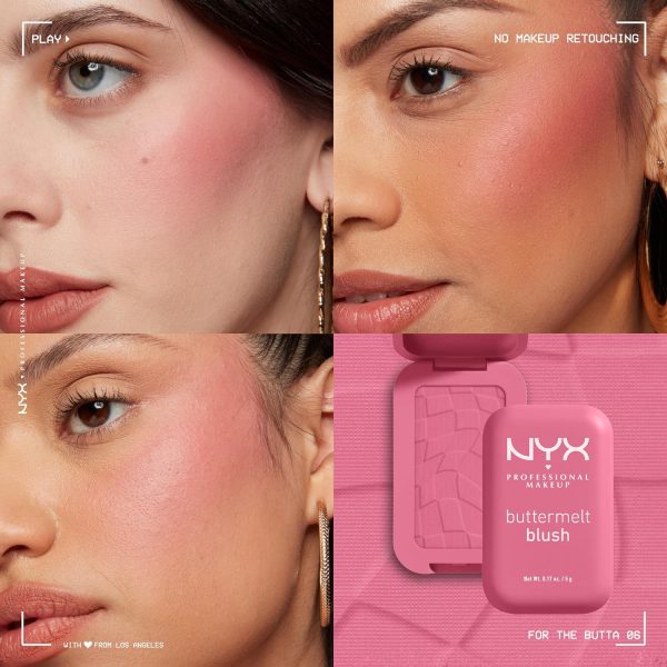 NYX PROFESSIONAL MAKEUP Buttermelt Powder Blush, Fade and Transfer-Resistant Blush, Up to 12HR Make Up Wear, Vegan Formula - For The Butta - Image 5