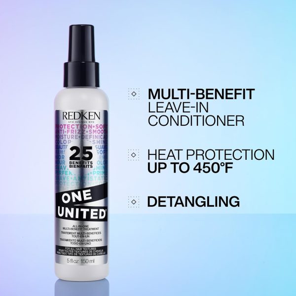 Redken One United Leave In Conditioner | Multi-Benefit Hair Treatment | Detangles, Nourishes, & Smooths Frizz | Heat Protection Spray for Blow Dry & Styling | For All Hair Types | Paraben Free - Image 2